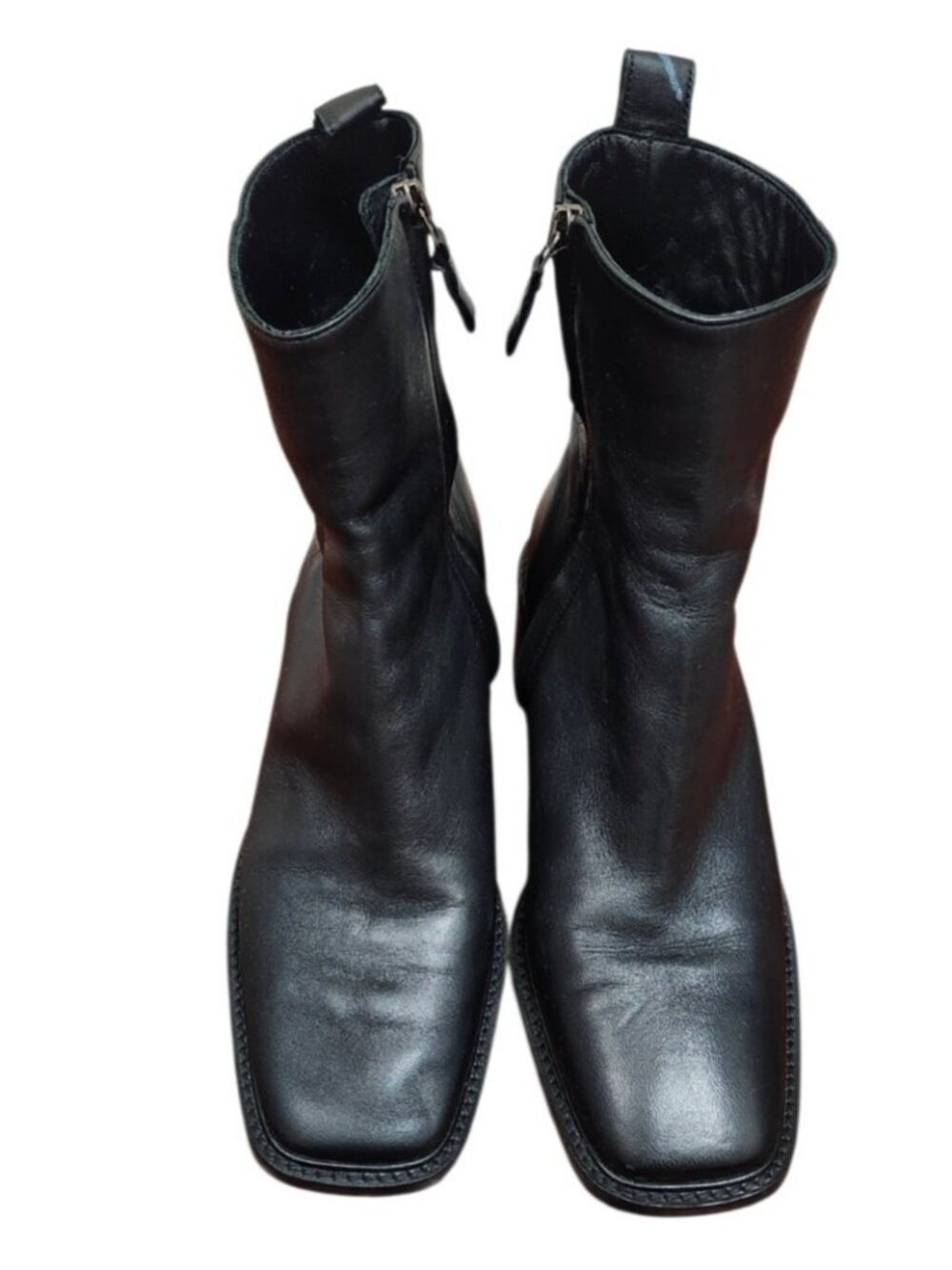 Everlane Day Heel Boot Womens Size 8 Black Leather Ankle Boots Square Toe Zip - Picture 3 of 14